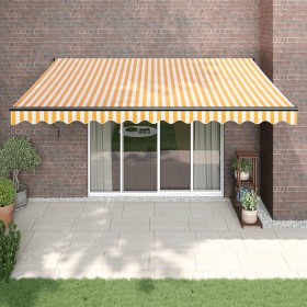 Toldo retráctil automático amarillo y blanco 4x3 m by , Awnings - Ref: Foro24-3154508, Price: 350,27 €, Discount: %
