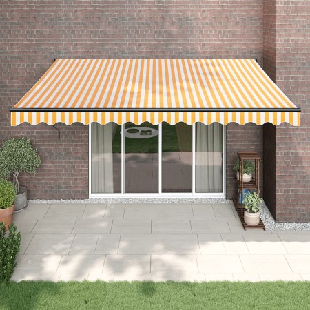 Toldo retráctil automático amarillo y blanco 4x3 m by , Awnings - Ref: Foro24-3154508, Price: 350,27 €, Discount: %