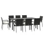 Set de comedor de jardín 9 pzas y cojines ratán sintético negro von , Gartensets - Ref: Foro24-3185136, Preis: 693,03 €, Raba...