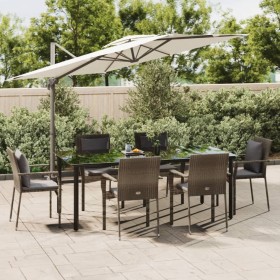 Set comedor jardín 7 pzas y cojines ratán sintético negro gris by , Garden sets - Ref: Foro24-3185117, Price: 565,64 €, Disco...