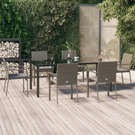 Set comedor jardín 7 pzas y cojines ratán sintético negro gris von , Gartensets - Ref: Foro24-3185141, Preis: 554,62 €, Rabat...