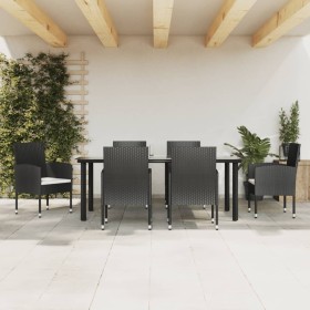 Juego de comedor de jardín 7 pzas ratán sintético y acero negro by , Garden sets - Ref: Foro24-3203318, Price: 448,67 €, Disc...