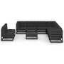 Set de muebles de jardín 10 pzas con cojines madera pino negro de vidaXL, Conjuntos de jardín - Ref: Foro24-3076913, Precio: ...