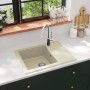 Fregadero de cocina con rebosadero ovalado granito beige de , Fregaderos - Ref: Foro24-147103, Precio: 133,37 €