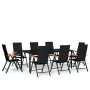 Juego de comedor para jardín 9 piezas negro de , Conjuntos de jardín - Ref: Foro24-3099118, Precio: 680,81 €, Descuento: %