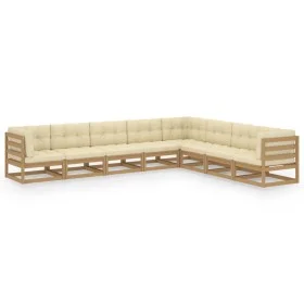 Garden furniture set 8 pieces honey brown pine wood cushions by vidaXL, Garden sets - Ref: Foro24-3076887, Price: 928,32 €, D...