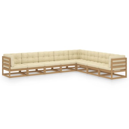 Gartenmöbel-Set 8-teilig honigbraune Kissen aus Kiefernholz von vidaXL, Gartensets - Ref: Foro24-3076887, Preis: 928,63 €, Ra...