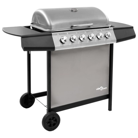 Barbacoa de gas con 6 fogones negro y plateado by , Barbecues - Ref: Foro24-3053630, Price: 255,13 €, Discount: %