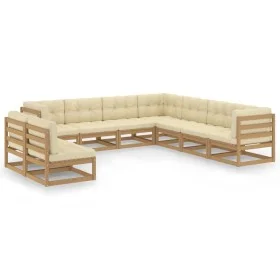 Garden furniture set 9 pcs honey brown pine wood cushions by vidaXL, Garden sets - Ref: Foro24-3076907, Price: 973,38 €, Disc...