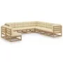 Set de muebles de jardín 9 pzs cojines madera pino marrón miel de vidaXL, Conjuntos de jardín - Ref: Foro24-3076907, Precio: ...