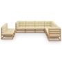 Gartenmöbel-Set 9-tlg. Kissen aus honigbraunem Kiefernholz von vidaXL, Gartensets - Ref: Foro24-3076907, Preis: 986,45 €, Rab...