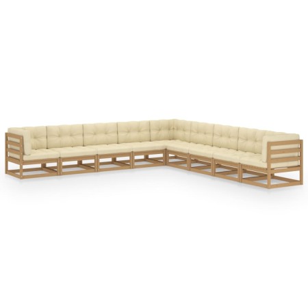 Garden furniture set 9 pcs honey brown pine wood cushions by vidaXL, Garden sets - Ref: Foro24-3076897, Price: 986,45 €, Disc...
