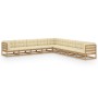 Garden furniture set 9 pcs honey brown pine wood cushions by vidaXL, Garden sets - Ref: Foro24-3076897, Price: 986,45 €, Disc...
