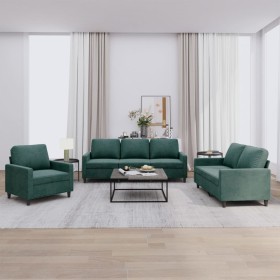 Juego de sofás con cojines 3 piezas terciopelo verde oscuro by , Sofas - Ref: Foro24-3201478, Price: 665,12 €, Discount: %