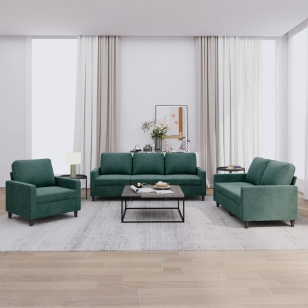 Juego de sofás con cojines 3 piezas terciopelo verde oscuro by , Sofas - Ref: Foro24-3201478, Price: 665,12 €, Discount: %