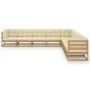 Garden furniture set 9 pcs honey brown pine wood cushions by vidaXL, Garden sets - Ref: Foro24-3076897, Price: 973,28 €, Disc...