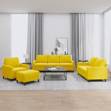 Juego de sofás con cojines 4 piezas terciopelo amarillo by , Sofas - Ref: Foro24-3201492, Price: 636,51 €, Discount: %