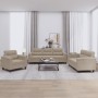 Juego de sofás con cojines 3 piezas tela microfibra gris taupe by , Sofas - Ref: Foro24-3202290, Price: 775,77 €, Discount: %