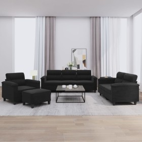 Juego de sofás con cojines 4 piezas tela microfibra negro de , Sofás - Ref: Foro24-3202299, Precio: 857,54 €, Descuento: -5%%
