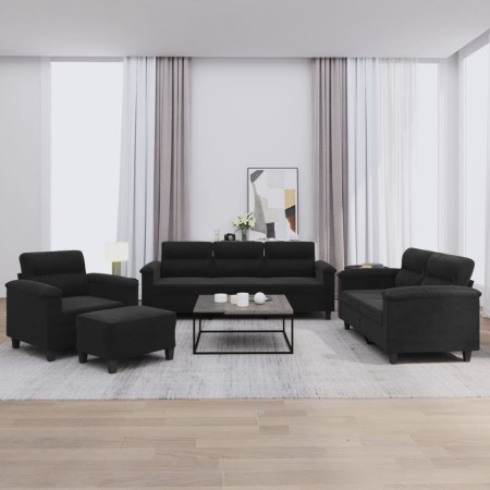 Juego de sofás con cojines 4 piezas tela microfibra negro de , Sofás - Ref: Foro24-3202299, Precio: 857,54 €, Descuento: -5%%