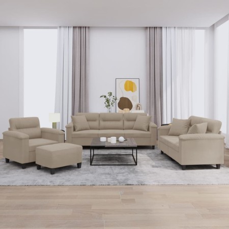 Juego de sofás con cojines 4 piezas tela microfibra gris taupé de , Sofás - Ref: Foro24-3202308, Precio: 894,86 €, Descuento:...