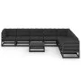 9-teiliges Gartenmöbel-Set mit Kissen aus schwarzem Kiefernholz von vidaXL, Gartensets - Ref: Foro24-3076893, Preis: 967,37 €...