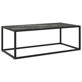 Mesa de centro negra con vidrio de mármol negro 100x50x35 cm de , Mesas de centro - Ref: Foro24-322882, Precio: 82,85 €, Desc...