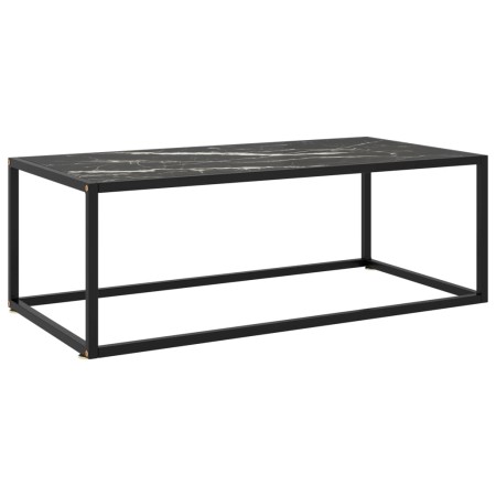 Mesa de centro negra con vidrio de mármol negro 100x50x35 cm by , Coffee table - Ref: Foro24-322882, Price: 82,85 €, Discount: %