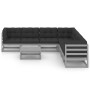 8-piece garden furniture set with gray pine wood cushions by vidaXL, Garden sets - Ref: Foro24-3076881, Price: 738,10 €, Disc...