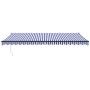 Toldo retráctil aluminio y tela azul y blanco 5x3 m