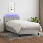 Cama box spring colchón y luces LED tela gris claro 100x200 cm en Camas y somieres | Comprar online en Foro24