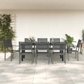 Juego de comedor para jardín 9 piezas acero y textilene negro by , Garden sets - Ref: Foro24-3200733, Price: 641,25 €, Discou...