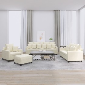 Juego de sofás con cojines 4 piezas terciopelo crema de , Sofás - Ref: Foro24-3201698, Precio: 746,30 €, Descuento: -5%%