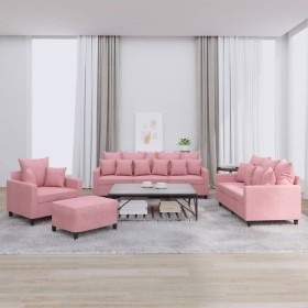 Juego de sofás con cojines 4 piezas terciopelo rosa de , Sofás - Ref: Foro24-3201693, Precio: 763,57 €, Descuento: %