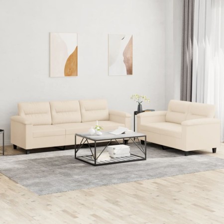 Juego de sofás con cojines 2 piezas tela microfibra beige de , Sofás - Ref: Foro24-3202343, Precio: 625,04 €