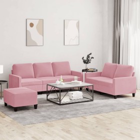 Juego de sofás con cojines 3 piezas terciopelo rosa by , Sofas - Ref: Foro24-3201529, Price: 577,39 €, Discount: %
