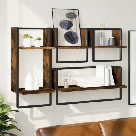 Estantes pared barras 4 pzas madera de ingeniería roble ahumado von , Regale und Regale - Ref: Foro24-836310, Preis: 54,26 €,...