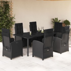 Set de comedor de jardín 7 pzas y cojines ratán sintético negro by , Garden sets - Ref: Foro24-3212540, Price: 955,36 €, Disc...