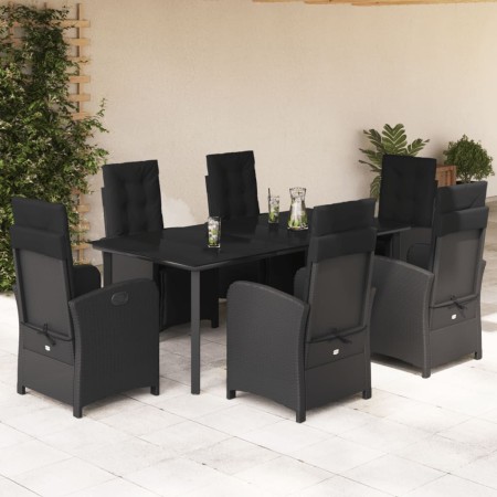 Set de comedor de jardín 7 pzas y cojines ratán sintético negro by , Garden sets - Ref: Foro24-3212540, Price: 956,65 €, Disc...
