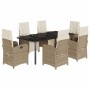 Set comedor de jardín 7 pzas con cojines ratán sintético beige by , Garden sets - Ref: Foro24-3212582, Price: 1,00 €, Discoun...