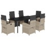 Set comedor jardín 7 pzas y cojines ratán sintético gris claro de , Conjuntos de jardín - Ref: Foro24-3212610, Precio: 958,78 €