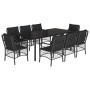 Set de comedor de jardín 9 pzas y cojines ratán sintético negro by , Garden sets - Ref: Foro24-3212109, Price: 895,62 €, Disc...