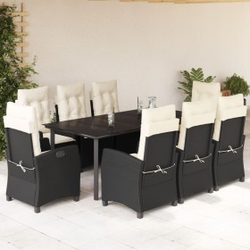 Set de comedor de jardín 9 pzas y cojines ratán sintético negro von , Gartensets - Ref: Foro24-3212741, Preis: 1,00 €, Rabatt: %