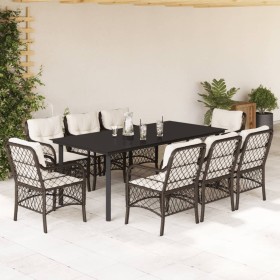 Set comedor para jardín 9 pzas y cojines ratán sintético marrón von , Gartensets - Ref: Foro24-3212123, Preis: 950,83 €, Raba...