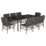 Set comedor jardín 9 pzas y cojines ratán sintético gris by , Garden sets - Ref: Foro24-3212137, Price: 952,35 €, Discount: %