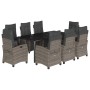 Set comedor jardín 9 pzas y cojines ratán sintético gris von , Gartensets - Ref: Foro24-3213001, Preis: 1,00 €, Rabatt: %