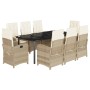 Set comedor de jardín 9 pzas con cojines ratán sintético beige by , Garden sets - Ref: Foro24-3212388, Price: 1,00 €, Discoun...