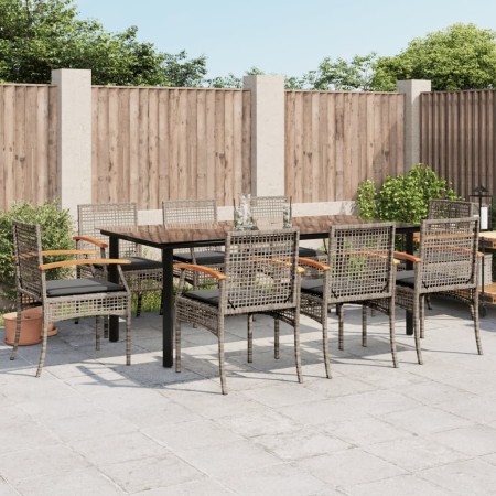 Set comedor jardín 9 pzas y cojines ratán sintético gris von , Gartensets - Ref: Foro24-3213623, Preis: 655,57 €, Rabatt: %