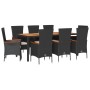 Set de comedor de jardín 9 pzas y cojines ratán sintético negro von , Gartensets - Ref: Foro24-3277520, Preis: 896,55 €, Raba...