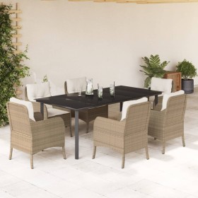 Set comedor de jardín 7 pzas con cojines ratán sintético beige de , Conjuntos de jardín - Ref: Foro24-3211974, Precio: 881,06 €